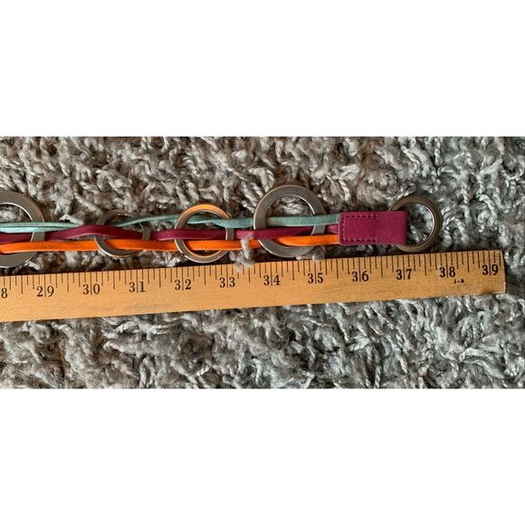 MAX MARA ITALY Colorful Leather & Chain Ring Belt sz L main image 7
